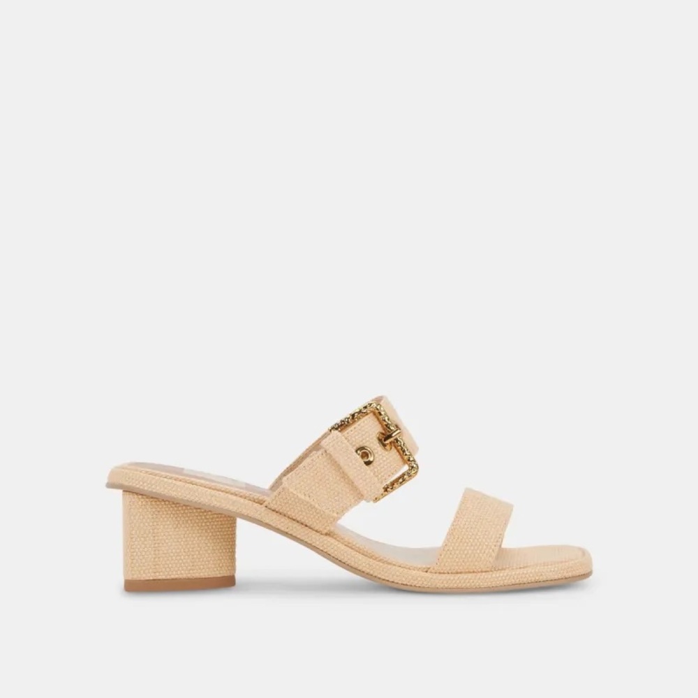 Dolce Vida Brinn heeled sandals raffia gold buckles